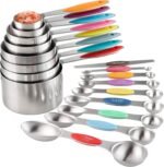 Measuring Cups and Spoons Set Stainless Steel Including 8 Stackable Measuring Cup 8 Double Sided Magnetic Measuring Spoons with 1 Leveler for Dry and Liquid Ingredients - Image 2