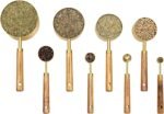 Measuring Cups and Spoons Set of 8, Golden Stainless Steel Measuring Cup with Wooden Handle, Kitchen/Food/Liquid/Baking (gold) - Image 2