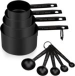 Measuring Cups and Spoons Set of 9, Stainless Steel Measuring cup for Cooking and Baking, Measuring spoons for Dry and Liquid Ingredients (Black) - Image 2