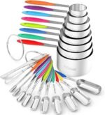 Measuring Cups and Spoons - Wildone Stainless Steel 20 Piece Stackable Set, Includes 8 Measuring Cups, 10 Measuring Spoons, 1 Leveler & 1 Whisk, for Dry and Liquid Ingredient - Image 2