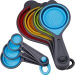 Measuring Cups and Spoons set, Collapsible Measuring Cups, 8 pieces Measuring Cups&Spoons Set, Engraved Metric & US Markings for Liquid&Dry Measuring, Space Saving, BPA Free Colorful Silicone - Image 2
