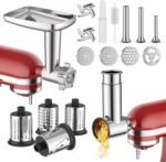 Meat Grinder & Stainless Steel Slicer Shredder Attachment for KitchenAid Stand Mixer, Includes Metal Food Grinder Attachment with Sausage Stuffer Tubes and Salad Machine Accessory by InnoMoon - Image 2