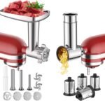 Meat Grinder & Stainless Steel Slicer Shredder Attachment for KitchenAid Stand Mixer, Meat Grinder Attachment with Sausage Stuffing Set and Cheese Grater, For KitchenAid Mixer Attachments - Image 2