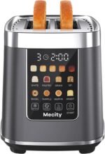 Mecity 2 Slice Toaster with Touch Screen & Auto Lift, Stainless Steel Cool-Touch Toaster with 8 Bread Settings, 5 Shade Levels, 1200W High Power, Keep Warm & Reheat Function, Metallic Grey, 120V - Image 2