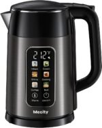 Mecity Electric Kettle 1.7L Touch Screen Temperature Control Water Boiler, No Plastic Contact with Water. 6 Preset Temperature Programs, 2 Hours Keep Warm, Auto Shut Off, Dark Grey - Image 2