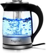 MegaChef 1.8Lt. Glass Body and Stainless Steel Electric Tea Kettle with Tea Infuser - Image 2