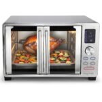 MegaChef 25 Liter Digital Electric French Door Multi-Function Counter Top Oven with Rotisserie Set & Toast, Bagel, Pizza, Bake, Roast, Broil, Cookies, Rotisserie, Dehydrate, Ferment, Warm Functions - Image 2
