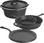 MegaChef Assorted Pre-Seasoned OVEN SAFE, Cast Iron Cookware Set, 5 Piece, Black - Image 2