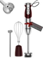 MegaWise 3-in-1 Hand Blender Set with Variable Speed Control, 400W Immersion Blender - Includes Whisk, Milk Frother, Chopper, and Beaker for Smoothies, Soups, and Baby Food (RED) - Image 2