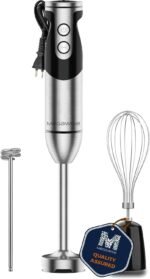 MegaWise Pro Titanium Reinforced 3-in-1 Immersion Hand Blender, Powerful Copper Motor with 80% Sharper Blades, 12-Speed Corded Blender, Including Dish Washer Safe Whisk and Milk Frother - Image 2