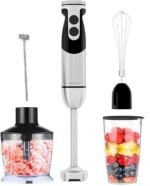 MegaWise Pro Titanium Reinforced 5-in-1 Immersion Hand Blender, Powerful Motor with 80% Sharper Blades, 12-Speed Corded Blender (Black) - Image 2