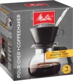 Melitta Pour-Over Coffee Brewer W/ Glass Carafe, Holds 6 - 6 Oz Cups, Black - Image 2