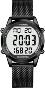 Men's Pedometer Watch with Stainless Steel Bracelet,Step Counter Watch No App, No Charging Needed for Ourdoor Walking, Calorie, Distance, Alarm, Countdown Timer Watch TU-2306B TIMEURE - Image 2