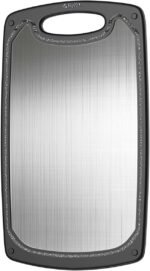 Metal Cutting Boards for kitchen, Stainless Steel Cutting Board, Dishwasher Safe, Juice Groove, Easy Grip Handle, Non-Slip Steel Cutting Board 15.6''x9.5''(1 Board) - Image 2