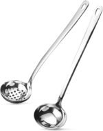 Metal Soup Ladle,18/8 Stainless Steel Ladle Spoon And Strainer Scoop Set Of 2 With Holes,Cooking Utensil For Kitchen - Image 2
