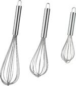 Metal Whisks for Cooking Stainless Steel Whisk Set 3 Pack Wisking Tool Balloon Wisk 8" 10" 12" Wire Whisk for Baking, Whisking, Mixing, Blending - Image 2