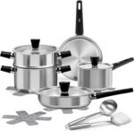 Meythway 14-Piece Stainless Steel Cookware Set for Induction Stovetops – Non-Toxic Pots & Pans with Stay-Cool Handles, Glass Lids, Steamer, Pot Mats & Utensils – Dishwasher Safe Kitchen Cookware - Image 2