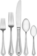 Mikasa Regent Bead 65-Piece Flatware Set for 12, 18/10 Stainless Steel Silverware with Full Service and Serving Utensils, Classic Beaded Edge Design - Image 2