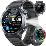 Military Smart Watch for Men Built-in GPS with LED Flashlight Compass, 1.43" AMOLED Display 5ATM Waterproof Fitness Tracker with Heart Rate/Sleep/Blood Oxygen, Watches for Android/iPhone, Black - Image 2
