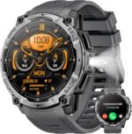 Military Smart Watch for Men with GPS, 1.43" AMOLED Bluetooth Call, LED Flashlight, Rugged Tactical Watch for Android iOS, 3ATM Waterproof Fitness Tracker with Heart Rate Pedometer (Black) - Image 2