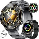 Military Smart Watch for Men(Answer/Calls),1.43''AMOLED Screen,500mAh 5ATM Waterproof,170 Sports Modes, Fitness Tracker Watch with Heart Rate/SpO2/Blood Pressure for Android/iOS,Smartwatch Black - Image 2