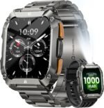 Military Smart Watches for Men, 1.95'' Smart Watch with 100 Days Battery/Flashlight, Fitness Tracker Watch with Heart Rate/Sleep Monitor/100+ Sports Mode,5 ATM Rugged Smartwatch for Android and iPhone - Image 2