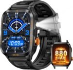 Military Smart Watches for Men (Answer/Make Call), 1.96" HD Big Screen Rugged Tactical Smartwatch with LED Flashlight/880mAh/3ATM Waterproof, Fitness Tracker with HR/Sleep Monitor for iPhone Android - Image 2