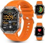Military Smart Watches for Men (Answer/Make Calls), 2.01" UHD Fitness Watch with Heart Rate/Sleep Monitor/Blood Oxygen/100+ Sport Modes/IP68 Waterproof, Smartwatch for Android & iPhone, Orange - Image 2