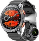 Military Smart Watches for Men with GPS, 1.43" AMOLED Bluetooth Call Smartwatch with LED Flashlight, Smart Watch for Android iOS, IP68 Waterproof Fitness Tracker with Heart Rate (Black) - Image 2