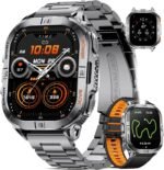 Military Smart Watches for Men,Built-in GPS/LED Flashlight/Compass/600mAh Battery,2.13" AMOLED Outdoor Sports Smartwatch with 170+ Sport Modes,5ATM Waterproof Fitness Tracker for iOS Android,Black - Image 2