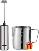 Milk Frother Handheld Battery Operated, Coffee Frother for Milk Foaming, Latte/Cappuccino Frother Mini Frappe Mixer for Drink, Hot Chocolate, Stainless Steel Silver - Image 2