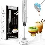 Milk Frother Handheld Rechargeable with Stand, Frother Wand Drink Mixer Electric Whisk for Coffee, Detachable With 3 Stainless Whisks, Hand Mixer for Lattes, Cappuccino, Matcha, Egg, Silver - Image 2
