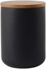 MilkyWay Food Storage Jar Strong Ceramic Storage Canisters with Airtight Seal Bamboo Lid Modern Design Seal Damp-Proof Kitchen Jar for Coffee, Tea, Spice and More (Black(M: 27oz/800ml)) - Image 2