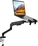 Mind Reader Gas Spring Laptop Desk Mount, Fits 11.6–17.3" Laptops or Monitors, 180° Rotate, 13.2 lb Capacity, Single Arm with Integrated Cable Management, Adjustable Tilt/Swivel, Black - Image 2