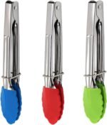 Mini Kitchen Tongs with Silicone Tips, 3-Piece Set, 7-Inch Non-Stick Small Tongs with Stainless Steel Silicon Handles, Heat Resistant for Cooking and Serving (Multi-Color) - Image 2