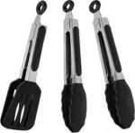 Mini Silicone Serving Tongs Set of 3, Small Kitchen Tongs (7 inch) with Silicone Tips and Stainless Steel Handle, Cooking Tongs for Salads, Pasta, Steaks, Vegetables - Image 2