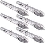 Mini Stainless Steel Food Tongs with Silding Rings 7-Inch - Set of 6 - Small Clam Shell Service Tongs for Serving Appetizers, Desserts, Salads, Barbecue and Cooking (Silver) - Image 2