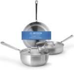 Misen 5-Ply Stainless Steel Cookware Set - Versatile, Dishwasher Safe - 5-Piece Set - 10" Skillet, 3 QT Saute Pan + Lid, 3 QT Saucier + Lid - Image 2