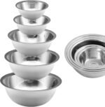 Mixing Bowl Set of 5, Stainless Steel Mixing Bowls, Nesting Whisking Bowl Set for Cooking, Baking, Serving, Food/Salad Prep - Image 2