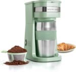 Mixpresso Green Personal Single Serve Coffee Maker with 14oz Travel Mug, Drip Small Coffee Maker with Auto Shut Off, Reusable Filter, Works with Ground Coffee Only – Not for K-Cup Pods - Image 2