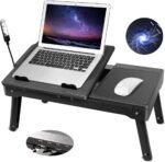 Moclever Laptop Bed Stand – Adjustable Laptop Table with Cooling Fan, Foldable Laptop Desk with USB Hub, LED Light & Storage – Multi-Functional Computer Tray for Bed, Sofa, Home, and Office - Image 2