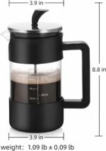 Modern French Press Coffee Maker, 34oz (1 Liter), Heat-Resistant Borosilicate Glass with No-Drip Spout, for Home, Office or Gift - Image 2