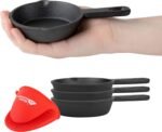 Modern Innovations Mini Black Cast Iron Skillet Set with Silicone Mitt (4 Count) - 3.5 Inch Pans, Pre Seasoned Small Skillets for Baked Cookie/Brownie or Cooked Eggs - Image 2