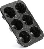 Monfish Jumbo Deep Muffin Pan 6 Extra Large Cup Cupcake Tray Black Granite Finish Muffin Tin Carbon Steel - Image 2