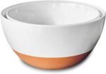 Mora Ceramic Large Mixing Bowls - Set of 2 Nesting Bowls for Cooking, Serving, Popcorn, Salad etc - Microwavable Kitchen Stoneware, Oven, Microwave and Dishwasher Safe - Extra Big 2.5 & 1.6 Qt - White - Image 2