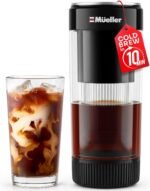 Mueller RapidBrew Cold Brew Iced Coffee Maker – 10 Min Fast Brew Portable Rechargeable Cold Brew Machine for Coffee & Tea – Adjustable Strength 10-99 Min – 20 Servings Per Charge, Black Coffee - Image 2