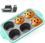 Muffin Pans for Baking 6 Cups, Silicone Foldable Muffin Pan with Metal Frame, Collapsible Cupcake Pan, Egg Bite Molds, Muffin Tin Tray for Baking Homemade Brownies Puddings(1) - Image 2