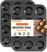 Muffin Tin, 12-Well Nonstick Cupcake Pan Set of 2, Heavy Duty Steel Muffin Pan - Image 2