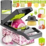 Multi-Function Vegetable Chopper Onion Micer Chopper 12 in 1 Pro Veggie Slicer Dicer Cutter with Container for Potatoes, Tomatoes, Zucchini, Garlic, Eggs, Cucumbers - Image 2