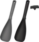 Multifunction Cooking Spoons for Nonstick Cookware, Seamless Design Silicone Spatula Spoon for Mixing, Scoop and Scrape, Dishwasher Safe, Black & Gray - Image 2